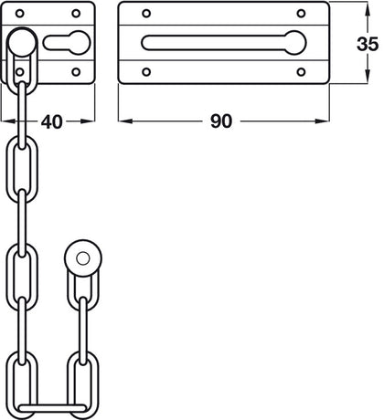 Security Slide Door Chain Steel PB