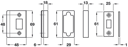 Rebate Set 13mm HD Tub Mort Latch Silver
