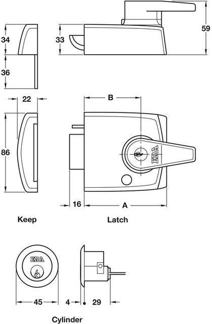 Dbl Lock Rim Nightlatch 70/40mm SN/SC