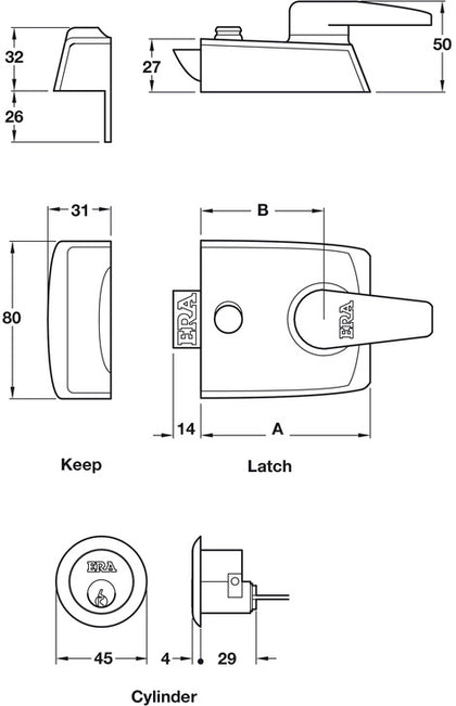 Rim Nightlatch 90/60mm Grey/SC