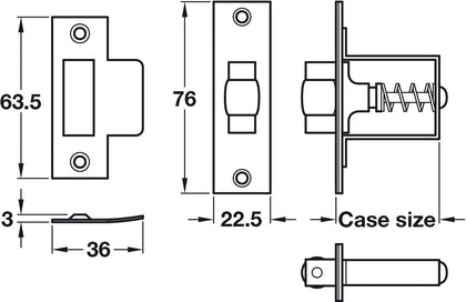Mortice Adj Roller Bolt Catch 45mm SSS
