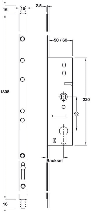 Mortice Cyl Slave Unit 45mm 1810x16mm