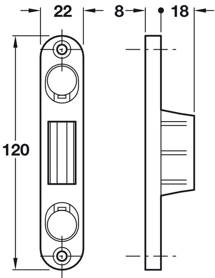 Hook Keep 120x22x8mm St BZP