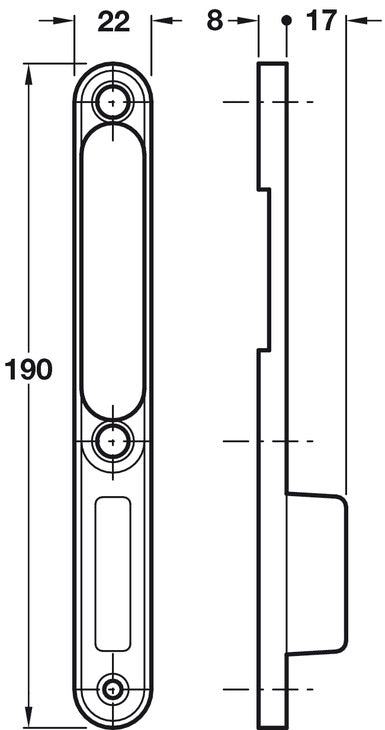 Centre Keep Base 190x22x8mm St BZP