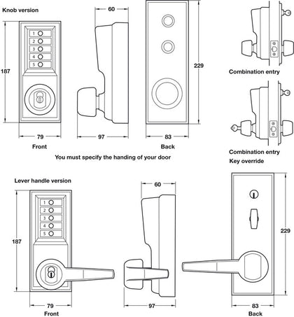 Simplex 1000 Mec Digital Lock RH Lvr Key