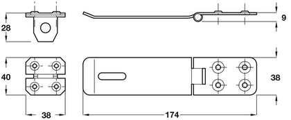 Safety Hasp+Staple 174mm St Blk Ant