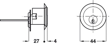 Rim Cylinder D44mm 5 Pin Brass SN Differ