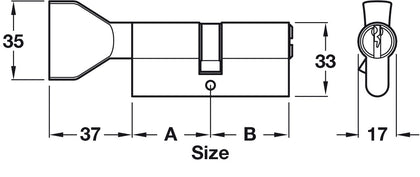 Pro Cyl Key+Turn 40x50mm Brs MN MK