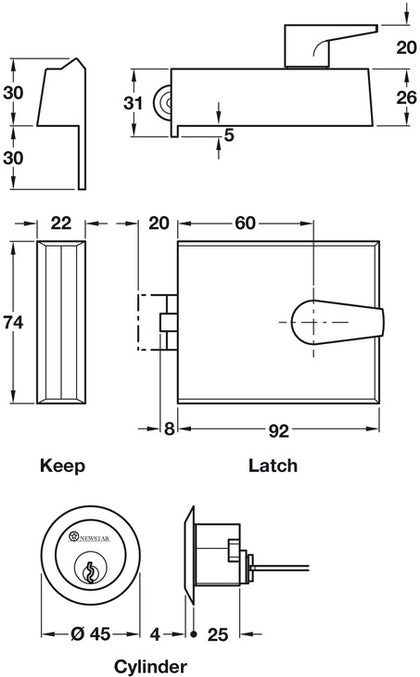 Rollerbolt Cyl Rim Nightlatch 60/92mm PC