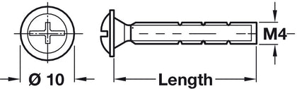 Snap off Screw M4x20-45mm SYC x50