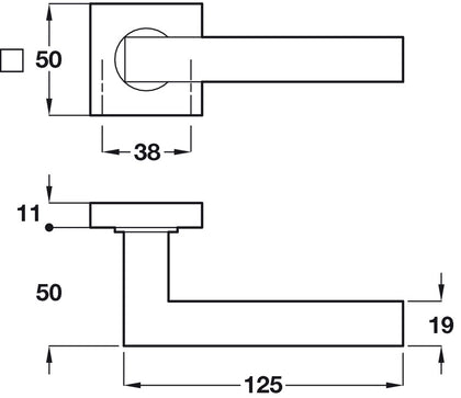 Tec Lever Hdls/Sqr Rose 50mm 304 SSS