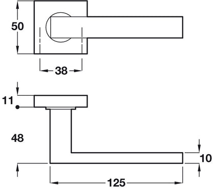 Metro Lever Hdls/Sqr Rose 50mm 304 SSS