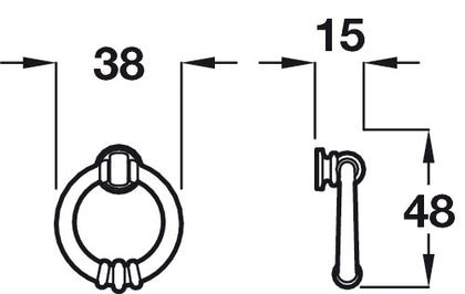 Drop Ring Handle Ant Brass D38mm