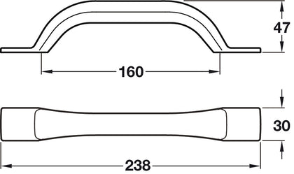 Dury Pull Handle Alu SSE 160mm cc CLR