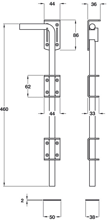 Drop Bolt 460mm Steel E.Galv