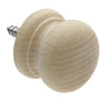 Knob Unfinished Beech w Screw D25x20mm