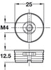 Drawer Front Adjuster M4 D25mm Pl/St Blk