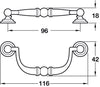 Drop Hdl ZA Ant Brass 96mm cc