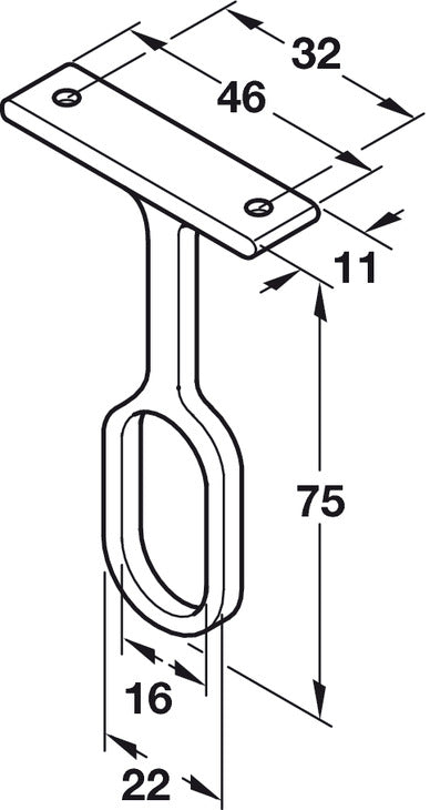 W/Robe Rail (Oval) Centre Supp PB