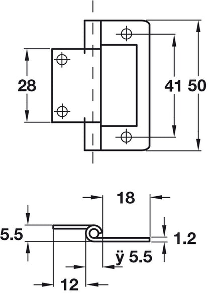 Flush Hinge 50x18mm Inset St EB