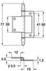 Flush Hinge 77mm MD Inset St/ZA EB