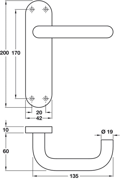 Snowdon Lvr Hdls/Plt 19mm Latch 316 SSS