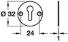 Escutcheon D32x1mm wo Cov Std KW Brs PC