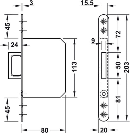 Mortice Spring Loaded Handle MSS