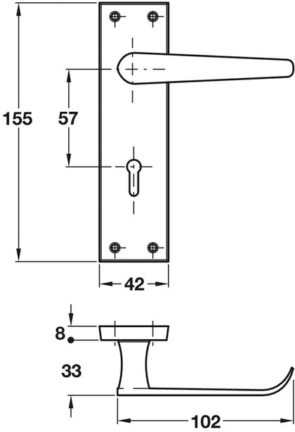 Lever Hdl Set Straight Lock ZA PC BOM