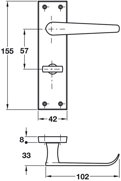 Lever Hdl Set Straight WC ZA PC BOM