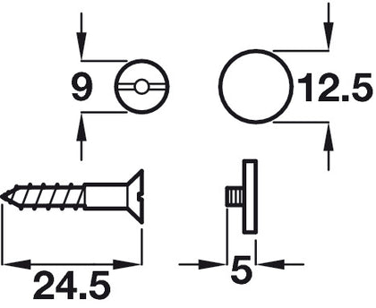 Mirror Screw+Disc Set Chrome Plt
