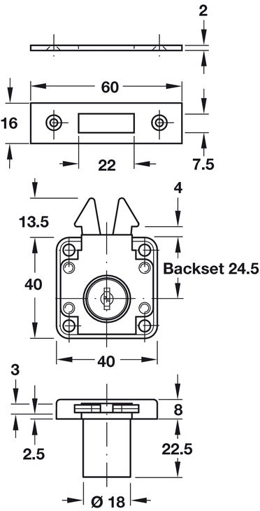 Roller Shutter Rim Lock D18mm MNP Differ