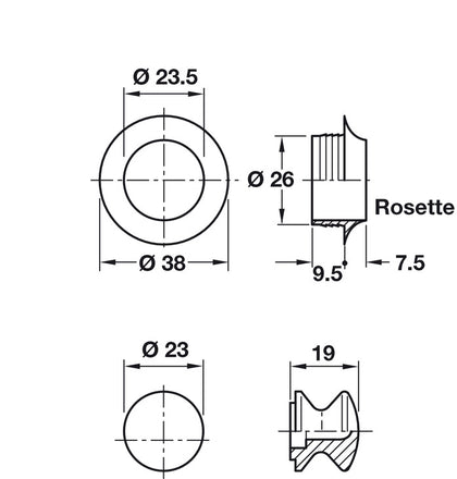 Mini Push-Lock+Rosette Set 13mm Pl MNP