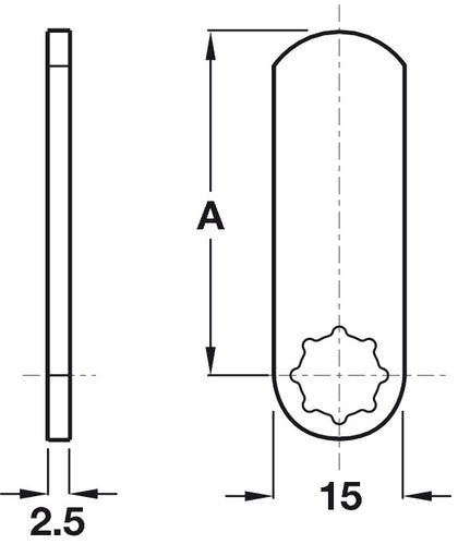 Straight Cam 50x15x2.5mm St Galv