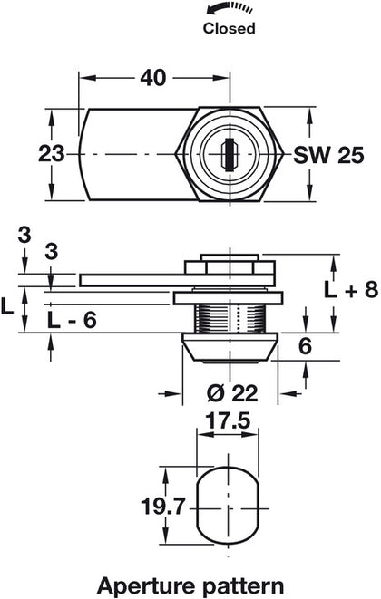 Cylinder Cam Lock 26.0mm PCP Dif Dir.1