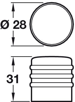 Door Stop D28x31mm w Blk Rings Met Nkl