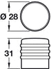 Door Stop D28x31mm w Blk Rings Met Nkl