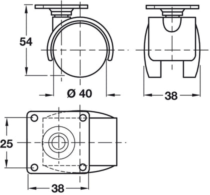 D50mm Twin Castor Swivel w Brake PL 38