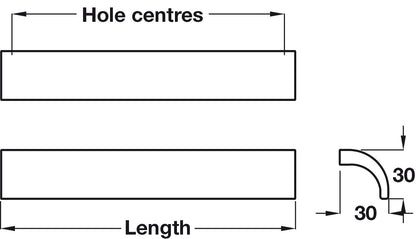 Pull Handle Alu SSE 30/30/220/192mm cc