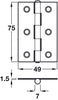Butt Hinge Remove Pin 75x49mm SCP