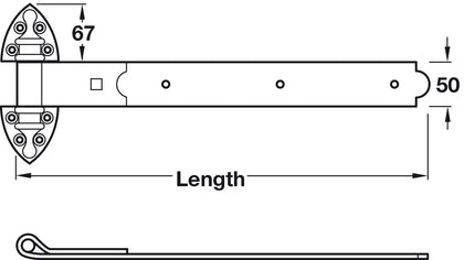 Heavy Pattern Rev Hinge 406x50/67mm MS