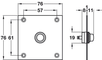 Bell Push-Square 76x76mm Brass PC
