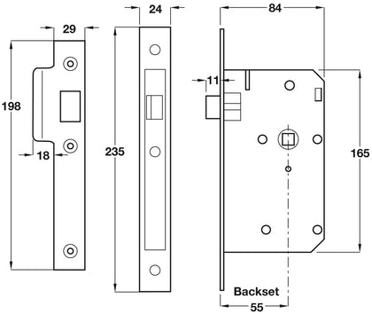 Mortice Latch Lock Pol Brass