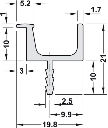 Profile Grip Handle Alu 16.8x11mm/2500mm