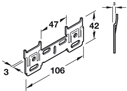 Traser-8 Dbl Wall Mount Plate 106mm B.St