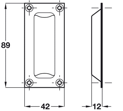 Flush Pull Hdl 89x42mm Brass PB