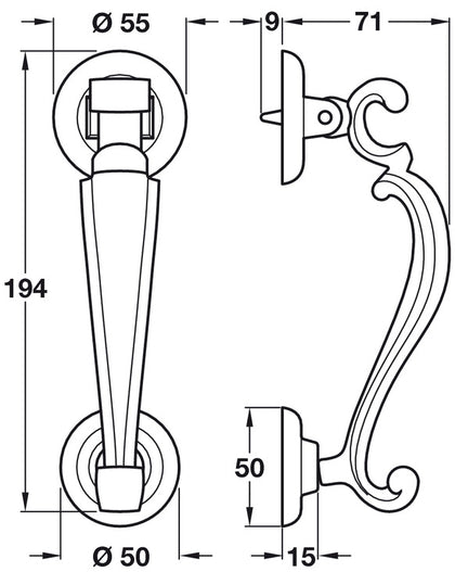 Doctor's Style Door Knocker Brass PB