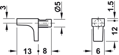 K Line Shelf Support D5mm Plug ZA Nkl