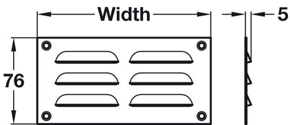 Vent Grille Louvre SM 305x76mm PB