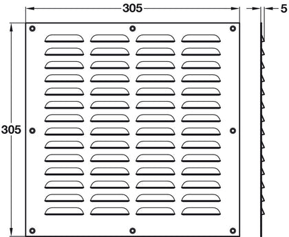 Vent Grille Louvre SM 305x305mm SAA